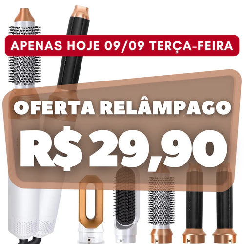 FRETE GRÁTIS - Escova Ellegance Deluxe Hair 5 em 1, Alisa, Seca, Modela, Faz Cachos e Anti-Frizz - BIVOLT (110v/220v)